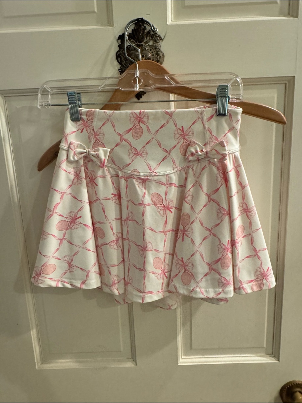 Cream and Pink LoveShackFancy Tennis Skirt